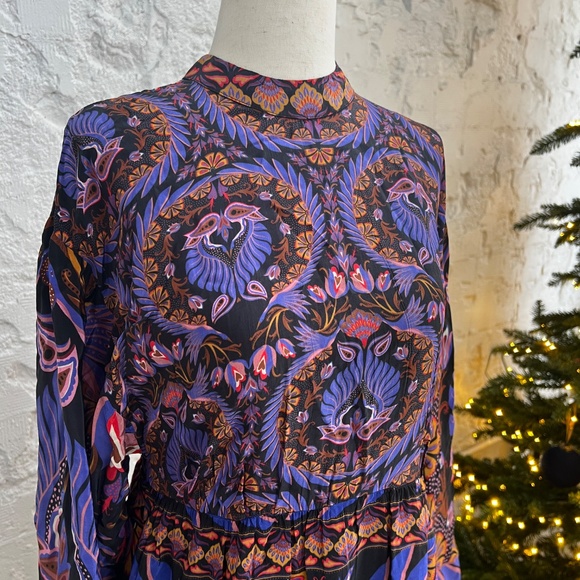 Farm RIO Heart forest Printed crepe de chine maxi dress SIZE SMALL floor length - Picture 6 of 9